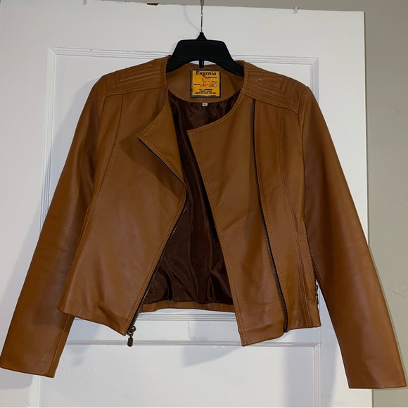 eugenia Jackets & Blazers - Tan leather jacket